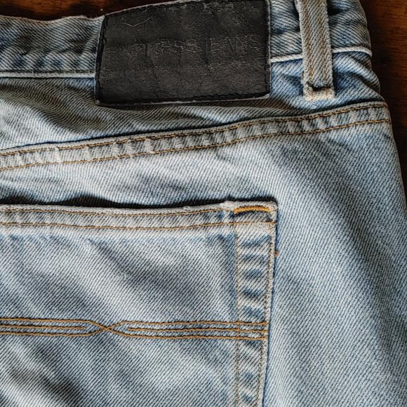 Express Distressed Jeans Womens size 13/14 L Low rise Boot Cut RIpped raw hem - Picture 2 of 6